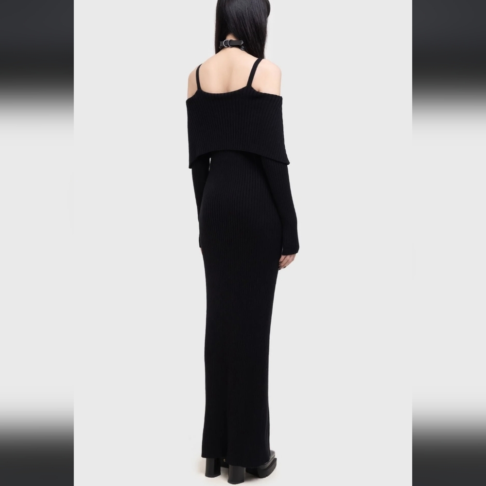 Killstar Black Off-Shoulder Ribbed Dress - Picture 6 of 7